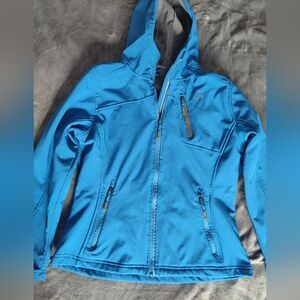 Blue Hooded Jacket with Zipper Pockets